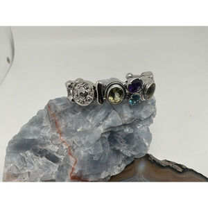 Stunning 925 Sterling Silver SCENARIO BRAND Multi Stone Cuff Bracelet